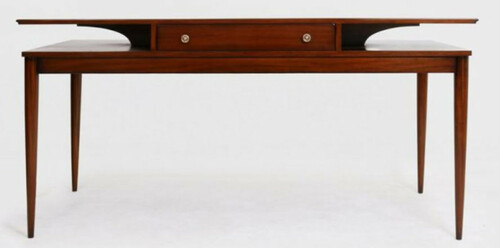 Casa Padrino Luxus Art Deco Schreibtisch mit Schublade Braun 154 x 80 x H. 78 cm - Massivholz B�rotisch - B�rom�bel - Luxus Qualit�t