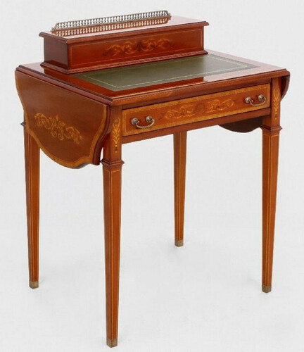 Casa Padrino Luxus Jugendstil Sekret�r Braun / Gr�n - Handgefertigter Massivholz Schreibtisch - Barock & Jugendstil B�ro M�bel