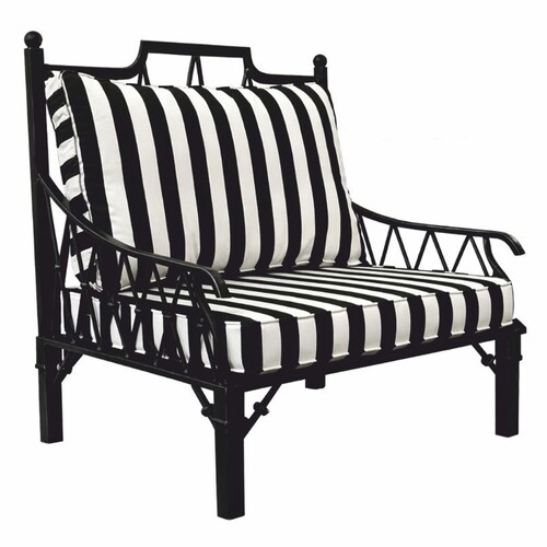 Casa Padrino Luxus Jugendstil Sessel Schwarz / Wei� - Hotel & Garten Sessel