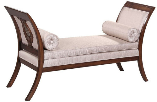 Casa Padrino Luxus Art Deco Sitzbank Silber / Dunkelbraun - Handgefertigte Massivholz Bank - Art Deco Wohnzimmer M�bel