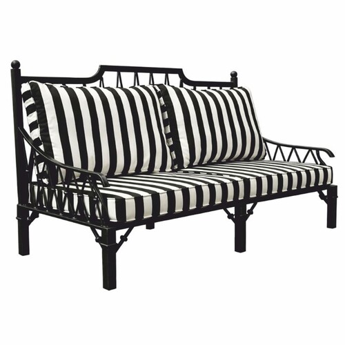 Casa Padrino Luxus Jugendstil Sofa Schwarz / Wei� 190 cm - Hotel & Garten Sofa