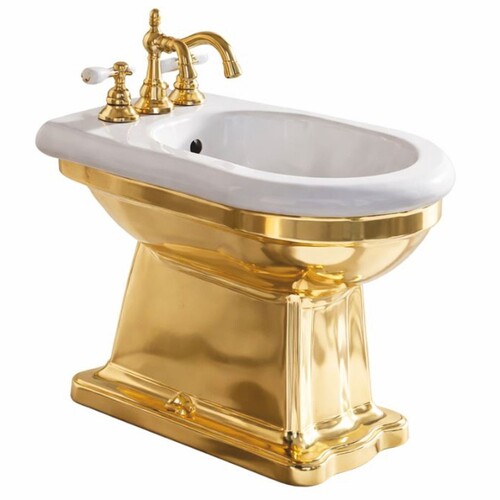 Casa Padrino Luxus Jugendstil Bidet Wei� / Gold - Badezimmer Accessoires - Made in Italy