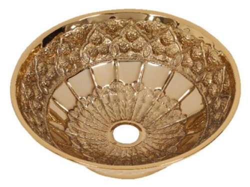 Casa Padrino Luxus Jugendstil Waschbecken Schale Rosegold  41,5 x H. 15,5 cm - Rundes Retro Messing Waschbecken - Badezimmer Accessoires - Luxus Jugendstil Badezimmer Zubeh�r