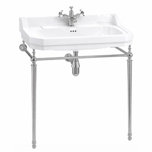 Casa Padrino Luxus Jugendstil Waschtisch Wei� / Silber 80 x 51 x H. 90 cm - Badezimmer M�bel