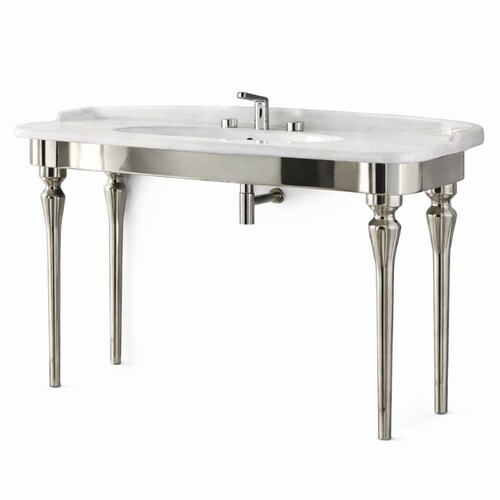 Casa Padrino Luxus Jugendstil Waschtisch Wei� / Silber - Badezimmer M�bel - Made in Italy