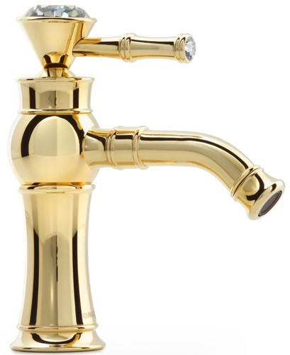 Casa Padrino Luxus Jugendstil Einhebel Waschtischarmatur mit Kristallglas H. 20,8 cm - Verschiedene Farben - Neoklassische Badezimmer Accessoires - Luxus Bad Zubeh�r 