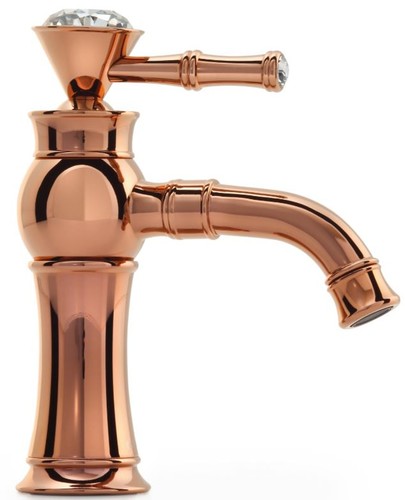 Casa Padrino Luxus Jugendstil Einhebel Waschtischarmatur mit Kristallglas H. 20,8 cm - Verschiedene Farben - Neoklassische Badezimmer Accessoires - Luxus Bad Zubeh�r 