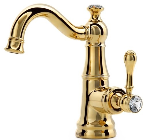 Casa Padrino Luxus Jugendstil Waschtischarmatur mit Kristallglas H. 20,8 cm - Verschiedene Farben - Neoklassische Badezimmer Accessoires - Luxus Bad Zubeh�r 