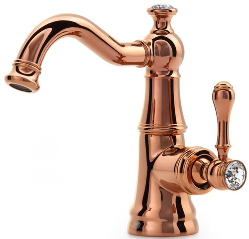 Casa Padrino Luxus Jugendstil Waschtischarmatur mit Kristallglas H. 20,8 cm - Verschiedene Farben - Neoklassische Badezimmer Accessoires - Luxus Bad Zubeh�r 