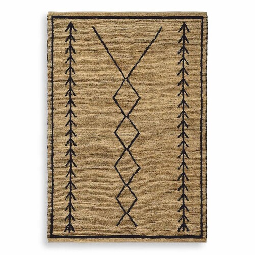 Casa Padrino Luxus Jute Teppich Beige / Schwarz 300 x 400 cm - Handgewebt