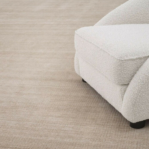 Casa Padrino Luxus Woll & Viskose Teppich Beige 300 x 400 cm - Handgewebter Wohnzimmer & Hotel Teppich - Wohnzimmer Deko Accessoires - Luxus Qualit�t