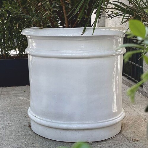 Casa Padrino Luxus Keramik Blumentopf Wei�  107 x H. 100 cm - Garten Deko