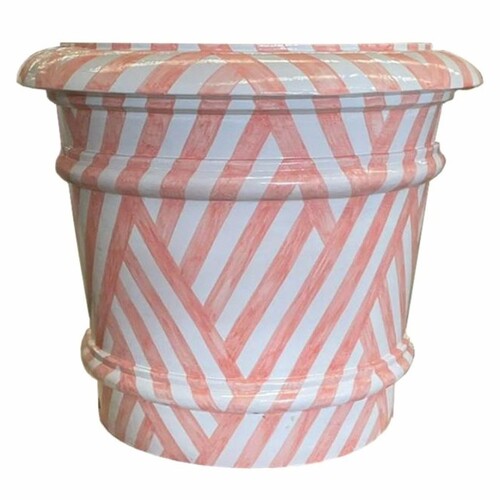 Casa Padrino Luxus Keramik Blumentopf Wei� / Rosa  62 x H. 51 cm - Runder Garten Deko Pflanzentopf - VPP
