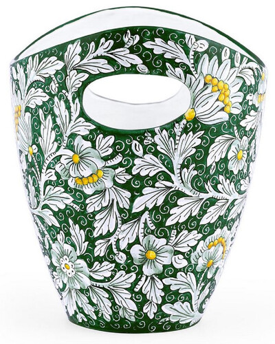 Casa Padrino Luxus Keramik Eiseimer Gr�n / Mehrfarbig  27 x H. 25 cm - Handgefertigter & handbemalter Eisk�bel - Weink�hler - Sektk�hler - Champagnerk�hler - Luxus Qualit�t - Made in Italy