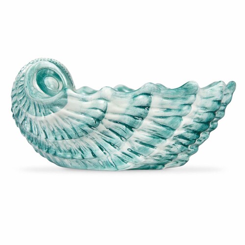 Casa Padrino Luxus Keramik Sch�ssel in Muschelform Gr�n / Wei� 37 cm - Made in Italy