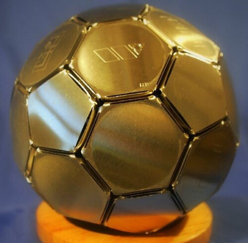 Casa Padrino Luxus Messing Fu�ball Gold  27 cm - Luxus Deko Accessoires