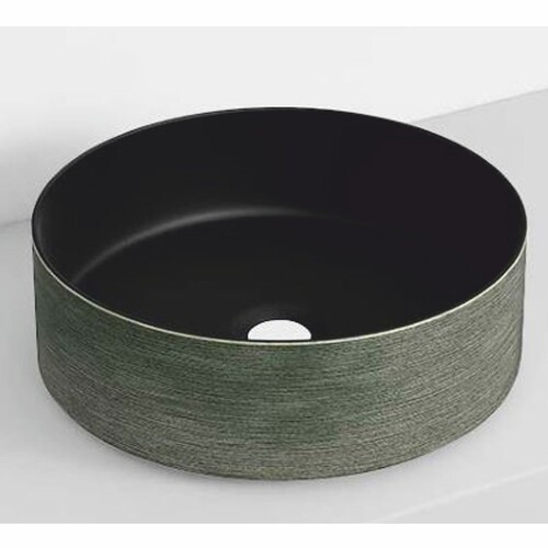 Casa Padrino Luxus Waschbecken Schale Schwarz / Gr�n  36 cm - Rundes Keramik Waschbecken - Badezimmer Accessoires