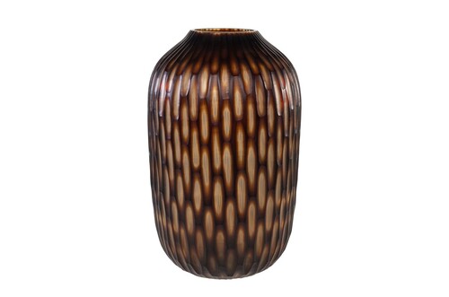 Casa Padrino Luxus Kerzenhalter Braun / Beige  31 x H. 47,5 cm - Gro�es Windlicht aus massivem Farbglas in Braun und Creme, auch als Vase verwendbar - Luxus Deko Accessoires