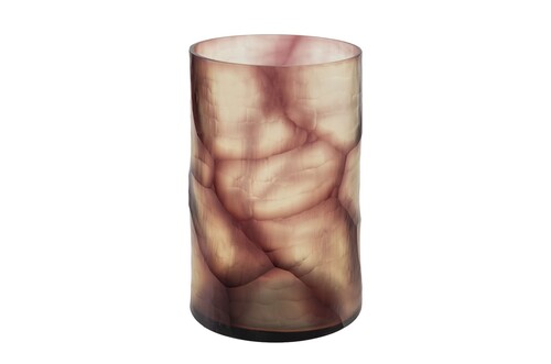 Casa Padrino Luxus Kerzenhalter Lila  17,5 x H. 27,5 cm - Gro�es Windlicht aus massivem Farbglas in Lila und Klar, auch als Vase verwendbar - Luxus Deko Accessoires
