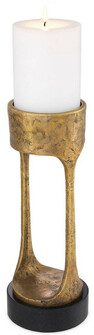 Casa Padrino Luxus Kerzenhalter Vintage Messingfarben / Schwarz  13 x H. 35 cm - Messing Kerzenst�nder mit Granitsockel - Deko Accessoires
