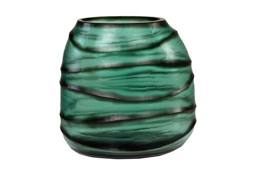 Casa Padrino Luxus Kerzenhalter T�rkis / Grau 26 x 19,5 x H. 24 cm - Windlicht aus massivem Farbglas in Aqua und Grau, auch als Vase verwendbar - Luxus Deko Accessoires