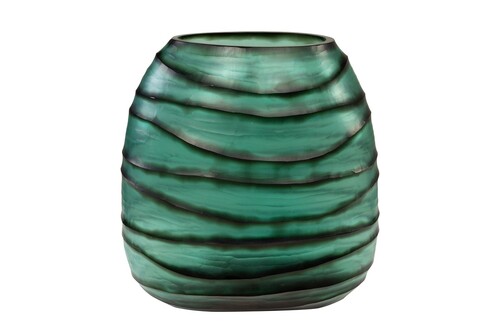 Casa Padrino Luxus Kerzenhalter T�rkis / Grau 34 x 22,5 x H. 34 cm - Gro�es Windlicht aus massivem Farbglas in Aqua und Grau, auch als Vase verwendbar - Luxus Deko Accessoires