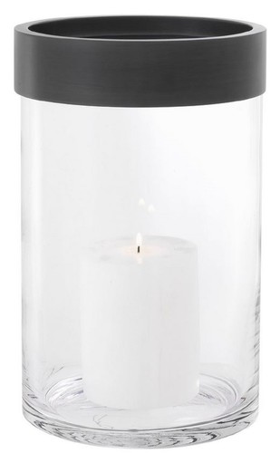 Casa Padrino Luxus Kerzenleuchter Bronze  20 x H. 31,5 cm - Runder Glas Kerzenleuchter mit Aluminium Ring - Luxus Kollektion