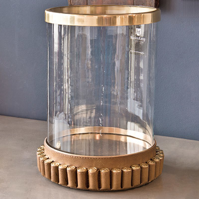 Casa Padrino Luxus Kerzenleuchter Vintage Messing im Patronen Design 24 x H. 31 cm - Hotel Restaurant Accessoires Windlicht St�nder Hurricane