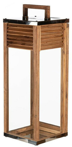 Casa Padrino Deko Kerzenleuchter Braun / Silber 30 x 30 x H. 80 cm - Handgefertigte Laterne mit Tragegriff - Gastronomie Accessoires - Restaurant Accessoires - Hotel Accessoires - Deko Accessoires