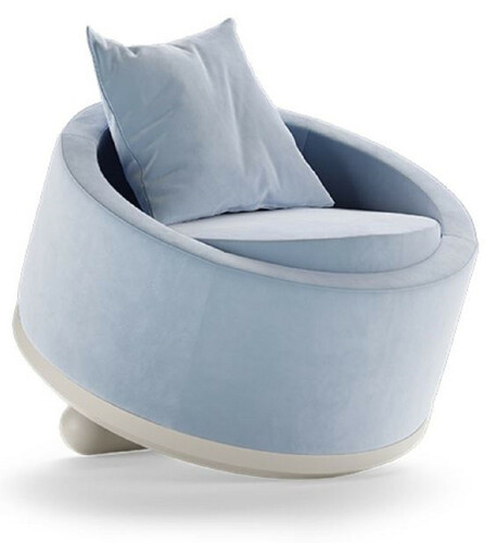 CPBlack Luxus Designer Kindersessel by Casa Padrino Hellblau / Grau - Runder Kinderzimmer Sessel mit hochwertigem Samtstoff - Luxus Kinderzimmer M�bel