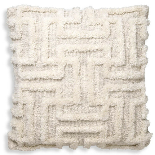 Casa Padrino Luxus Kissen Elfenbein 60 x 60 cm - Handgewebtes Deko Woll Kissen - Quadratisches Zierkissen - Wohnzimmer Dekoration - Luxus Deko Accessoires - Luxus Kollektion