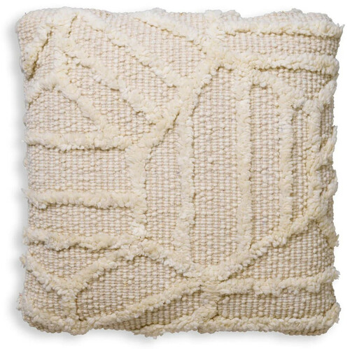 Casa Padrino Luxus Kissen Elfenbein 60 x 60 cm - Handgewebtes Deko Woll Kissen - Quadratisches Zierkissen - Wohnzimmer Dekoration - Luxus Deko Accessoires - Luxus Qualit�t