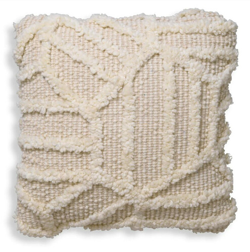 Casa Padrino Luxus Kissen Elfenbein 50 x 50 cm - Handgewebtes Deko Woll Kissen - Quadratisches Zierkissen - Wohnzimmer Dekoration - Luxus Deko Accessoires - Luxus Qualit�t