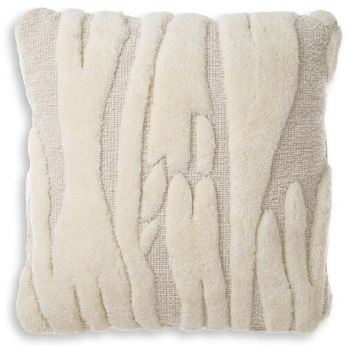 Casa Padrino Luxus Kissen Elfenbein 60 x 60 cm - Handgewebtes Deko Woll Kissen - Quadratisches Zierkissen - Wohnzimmer Dekoration - Luxus Deko Accessoires