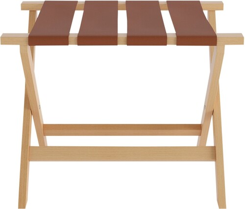 Casa Padrino Luxus Kofferst�nder Gep�ckablage aus Buchenholz und Kunstleder in Naturfarben / Braun 70 x 50 x H. 59 cm