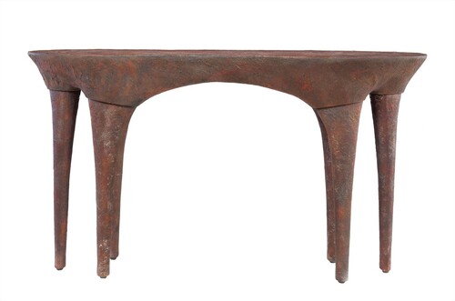 Casa Padrino Luxus Konsole Kupferfarben 140 x 42 x H. 82 cm - Skulpturaler Konsolentisch in Alt-Kupfer Optik - Luxus M�bel