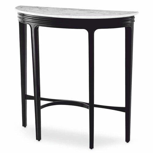 Casa Padrino Luxus Mahagoni Konsole mit Marmorplatte Schwarz / Wei� H. 85,5 cm