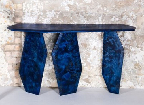 Casa Padrino Luxus Konsole Blau 154 x 40 x H. 80 cm - Holz Konsolentisch mit Maserung - Wohnzimmer M�bel - Hotel M�bel - Luxus M�bel - Luxus Einrichtung