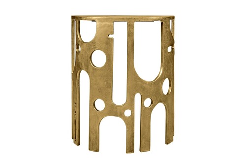 Casa Padrino Luxus Konsole Savage Bronzefarben 50 x 25 x H. 60 cm - Kleine skulpturale Wandkonsole aus Aluminium in Bronze-Optik - Luxus M�bel