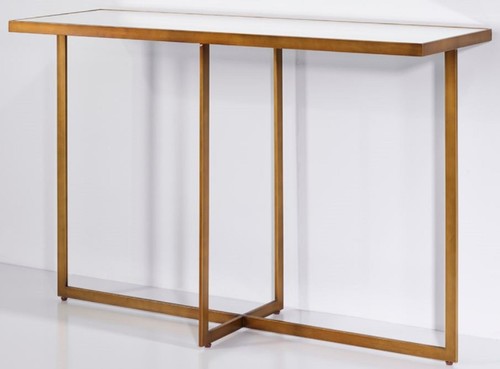 Casa Padrino Luxus Konsole Bronze 120 x 40 x H. 77 cm - Rechteckiger Metall Konsolentisch mit Spiegelglas - Wohnzimmer M�bel