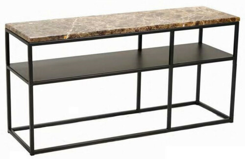 Casa Padrino Luxus Konsole Braun / Schwarz 100 x 30 x H. 50 cm - Moderner Metall Konsolentisch mit Marmorplatte - Wohnzimmer M�bel - B�ro M�bel