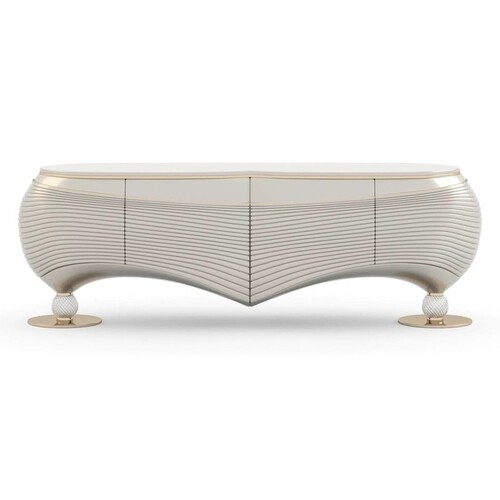 Casa Padrino Luxus Konsolentisch Beige / Wei� - Hochwertige Verarbeitung - Moderne Flur M�bel - Luxus Qualit�t