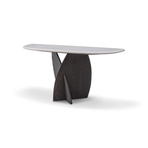 Casa Padrino Luxus Konsolentisch Dunkelgrau / Grau 160 x 42 x H. 76 cm - Konsolentisch mit Travertin - Moderne Flur M�bel - Luxus Qualit�t