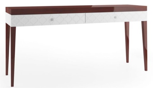 Casa Padrino Luxus Konsolentisch mit 2 Schubladen Hochglanz Braun / Wei� 171,4 x 45 x H. 83 cm - Luxus M�bel