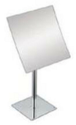 Casa Padrino Luxus Kosmetik Tischspiegel Silber 16 x 19 x H. 30 cm - Verchromter Badezimmer Schmink Spiegel - Luxus Badezimmer Accessoires