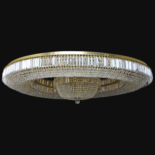 Casa Padrino Luxus Kristall Deckenleuchte Gold  150 x H. 26 cm - Prunkvolle Messing Deckenleuchte mit b�hmischem Kristallglas - Barock M�bel - Edel & Prunkvoll