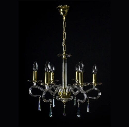 Casa Padrino Luxus Kristall Deckenleuchte Gold  49 x H. 42 cm - Prunkvolle Messing Deckenleuchte mit b�hmischem Kristallglas - Barock M�bel - Edel & Prunkvoll
