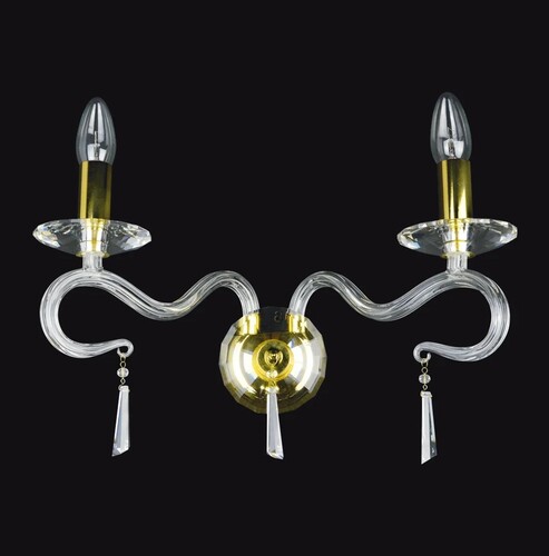 Casa Padrino Luxus Kristall Deckenleuchte Gold 38 x 16 x H. 23 cm - Prunkvolle Messing Deckenleuchte mit b�hmischem Kristallglas - Barock M�bel - Edel & Prunkvoll