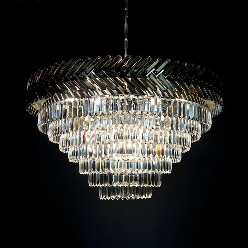 Casa Padrino Luxus Kristall Deckenleuchte Silber  100 x H. 48 cm - Prunkvolle Messing Deckenleuchte mit b�hmischem Kristallglas - Barock M�bel - Edel & Prunkvoll