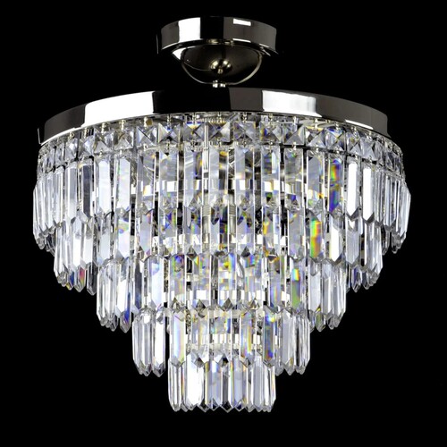 Casa Padrino Luxus Kristall Deckenleuchte Silber  40 x H. 20 cm - Prunkvolle Messing Deckenleuchte mit b�hmischem Kristallglas - Barock M�bel - Edel & Prunkvoll